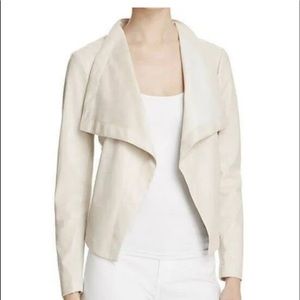 Bb Dakota Peppin Jacket Size Medium Womens Drapey Faux Leather Bone